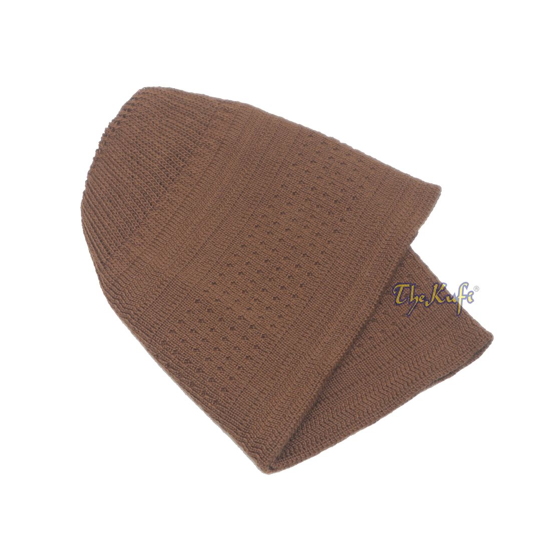 Brown Cotton Stretch-knit Kufi Prayer Cap Double Layer Woven Design Hat