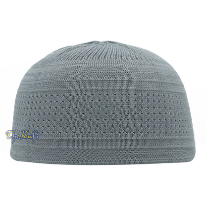 Gray Cotton Stretch-Knit Material Kufi Hat Comfortable Skull Cap