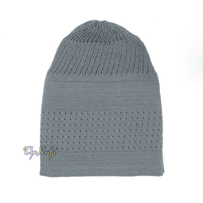 Gray Cotton Stretch-Knit Material Kufi Hat Comfortable Skull Cap