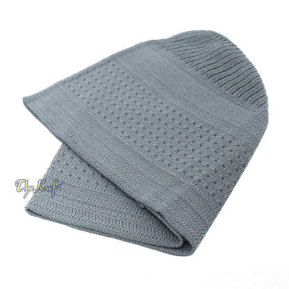 Gray Cotton Stretch-Knit Material Kufi Hat Comfortable Skull Cap