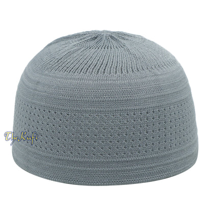 Gray Cotton Stretch-Knit Material Kufi Hat Comfortable Skull Cap