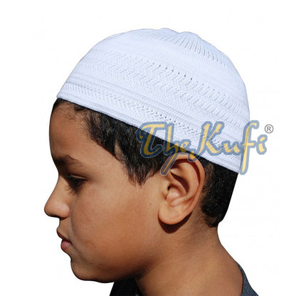 White Muslim Kufi Stretchy Cotton Stretch-Knit Islamic Prayer Cap