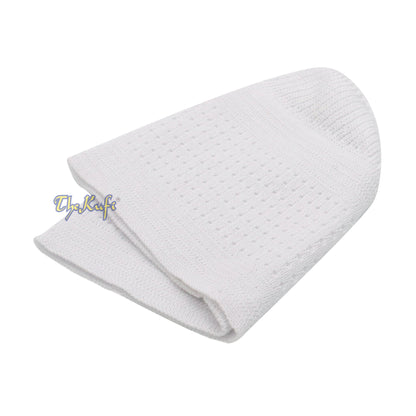 White Muslim Kufi Stretchy Cotton Stretch-Knit Islamic Prayer Cap