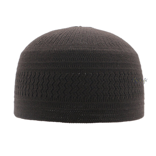 Extra Dark Brown Cotton Stretch-Knit One-Size Kufi