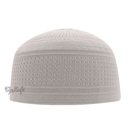 Silver Gray Cotton Stretch-Knit Material Kufi Hat Beanie Cap