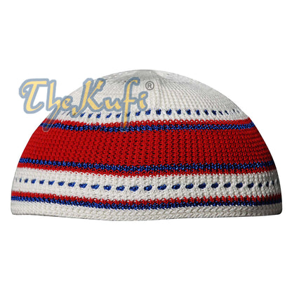 Red Blue Cream Cotton Stretch-Knit Kufi