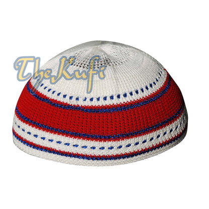 Red Blue Cream Cotton Stretch-Knit Kufi