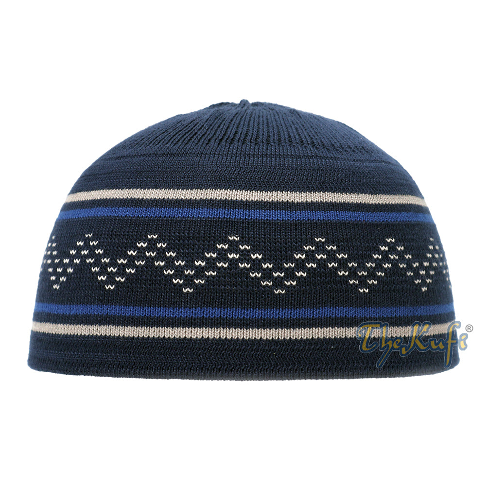 Beanie Topi Tengkorak Topi Kufi Zigzag Kelabu Gelap Bertali Regang
