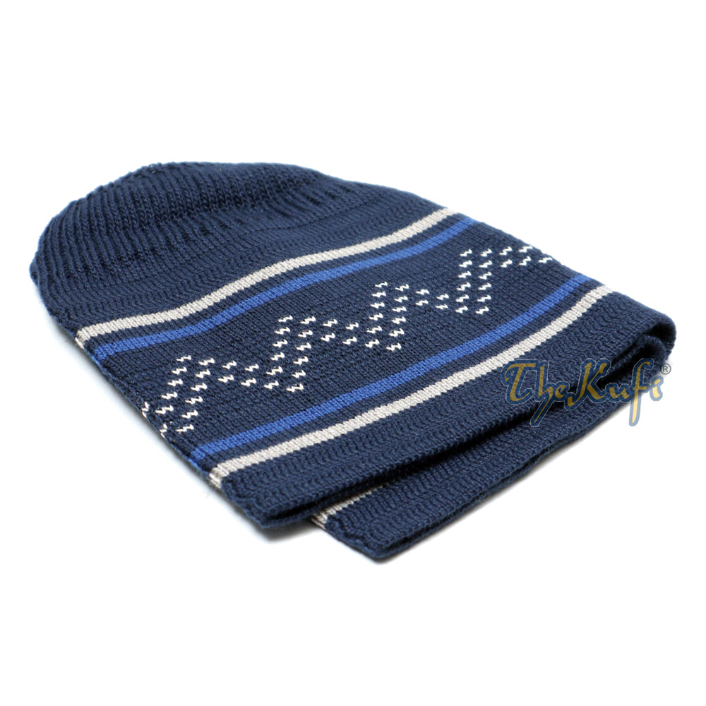 Beanie Topi Tengkorak Topi Kufi Zigzag Kelabu Gelap Bertali Regang