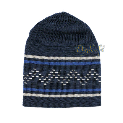 Beanie Topi Tengkorak Topi Kufi Zigzag Kelabu Gelap Bertali Regang