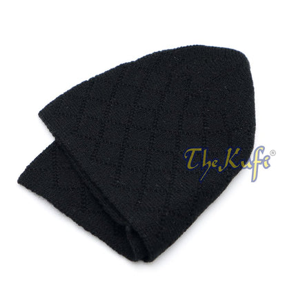Skull Cap Kufi For Winter – Black Acrylic 2-3 mm Thick Turkish Prayer Hat