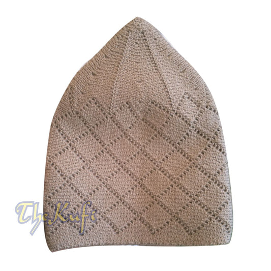 Skull Cap Kufi For Winter – Light Brown Acrylic 2-3 mm Thick Turkish Beanie