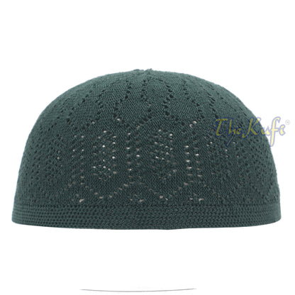 Dark Green Takke Cotton Open-Knit Turkish Kufi Skull Cap