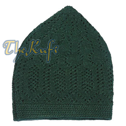 Dark Green Takke Cotton Open-Knit Turkish Kufi Skull Cap