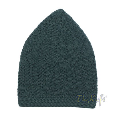 Dark Green Takke Cotton Open-Knit Turkish Kufi Skull Cap