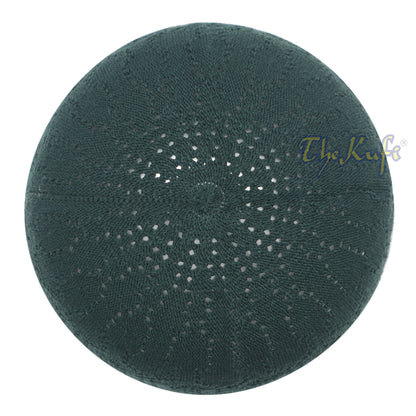 Dark Green Takke Cotton Open-Knit Turkish Kufi Skull Cap