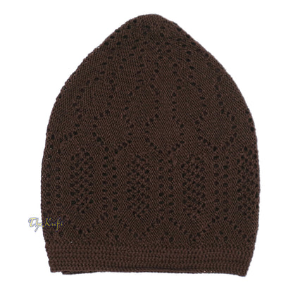 Dark Brown Takke Cotton Open-Knit Turkish Kufi Skull Cap