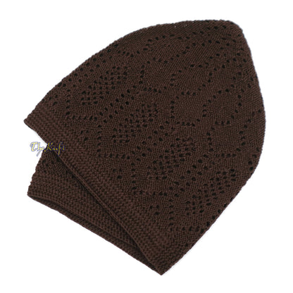 Dark Brown Takke Cotton Open-Knit Turkish Kufi Skull Cap