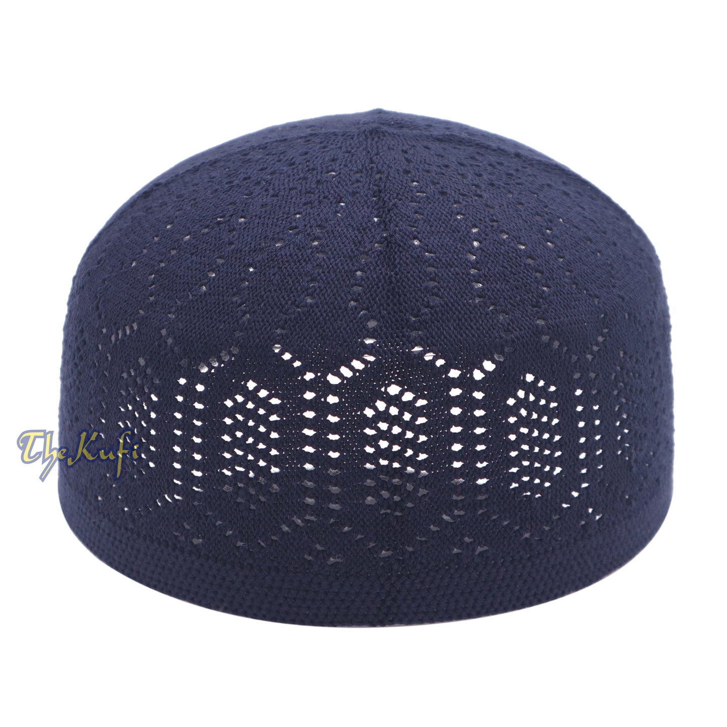 Dark Blue Kufi Cotton Open-Knit Turkish-Style Prayer Cap