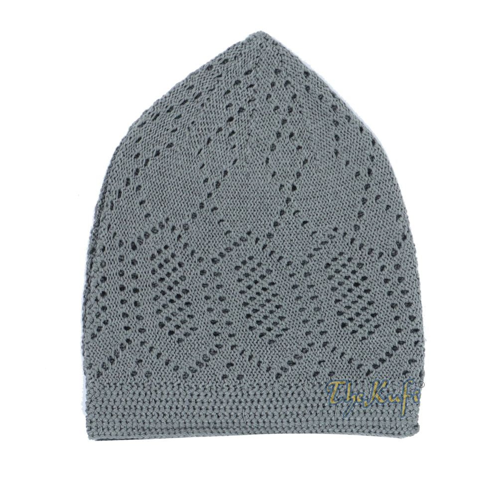 Dark Gray Cotton Machine Knit Open-Work Turkish Kufi