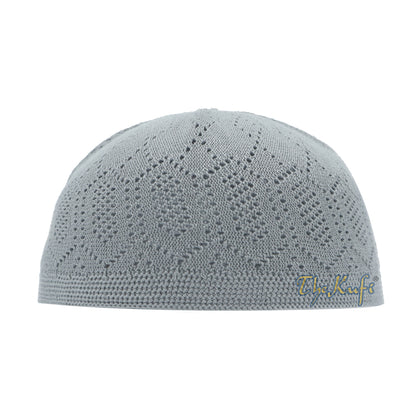 Hat Gray Cotton Open-Work Thin Turkish Kufi Taqiyah Head Cap