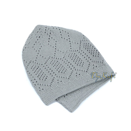 Hat Gray Cotton Open-Work Thin Turkish Kufi Taqiyah Head Cap