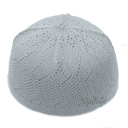 Hat Gray Cotton Open-Work Thin Turkish Kufi Taqiyah Head Cap