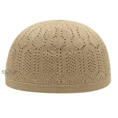 Light Brown Machine-Knit Thin Turkish Kufi