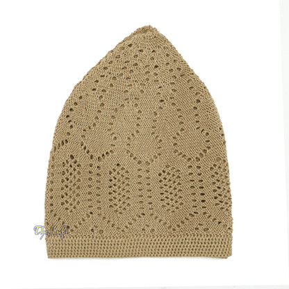 Light Brown Machine-Knit Thin Turkish Kufi