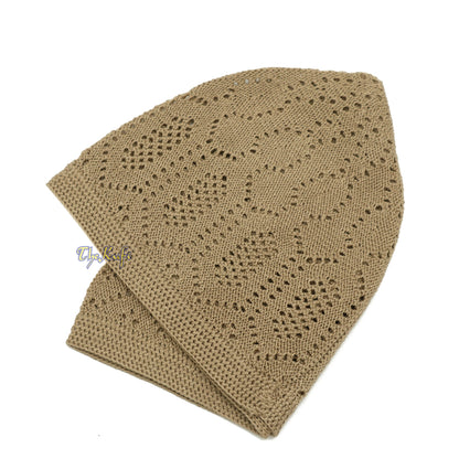 Light Brown Machine-Knit Thin Turkish Kufi