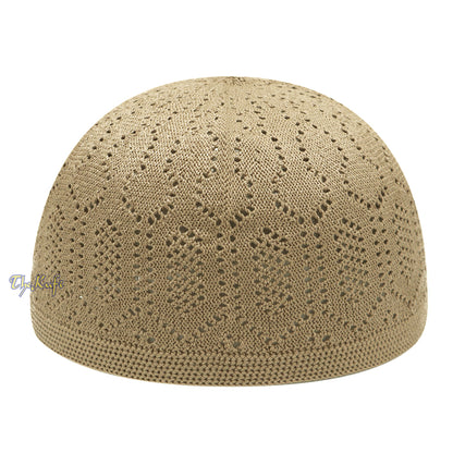 Light Brown Machine-Knit Thin Turkish Kufi