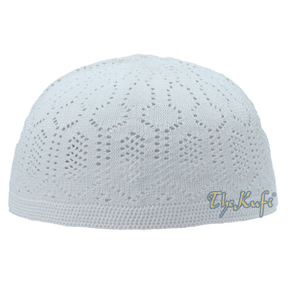 White Kufi Cap Turkish-Style Mercan Machine-Knit Prayer Hat Taqiyah