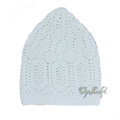 White Kufi Cap Turkish-Style Mercan Machine-Knit Prayer Hat Taqiyah