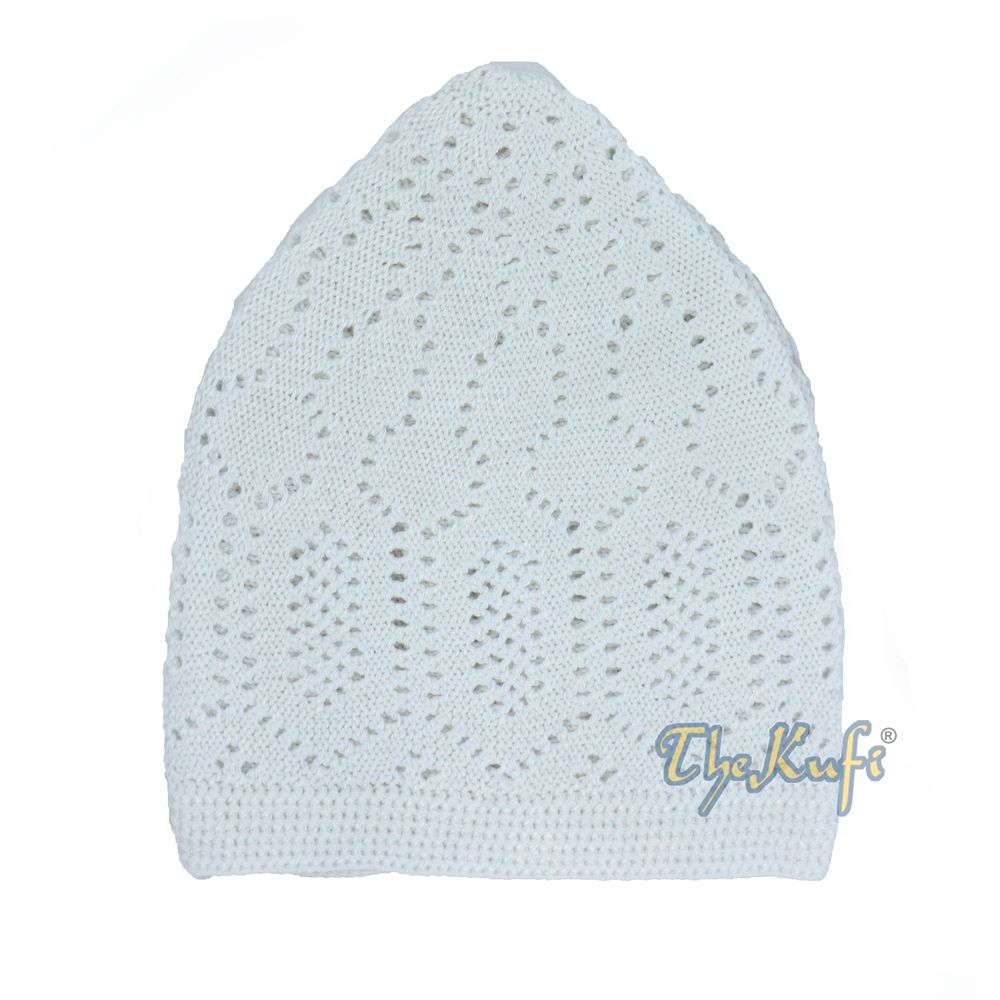 White Kufi Cap Turkish-Style Mercan® Machine-Knit Prayer Hat Taqiyah