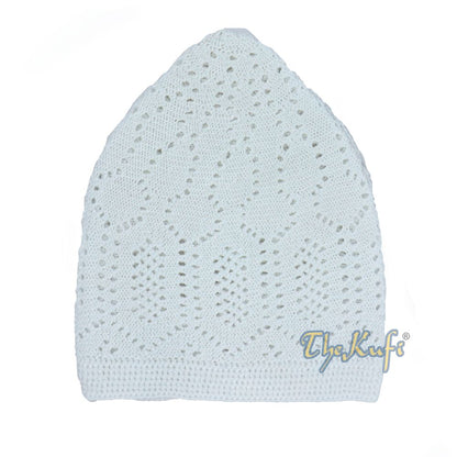White Kufi Cap Turkish-Style Mercan® Machine-Knit Prayer Hat Taqiyah