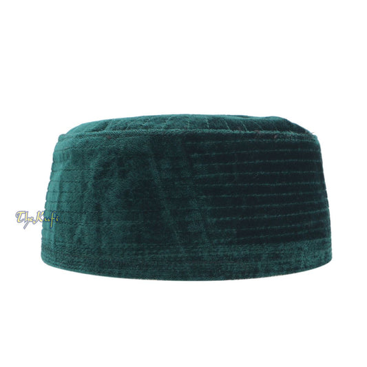 Muslim Prayer Bani Hasyim Dark Green Velveteen Kufi Hat