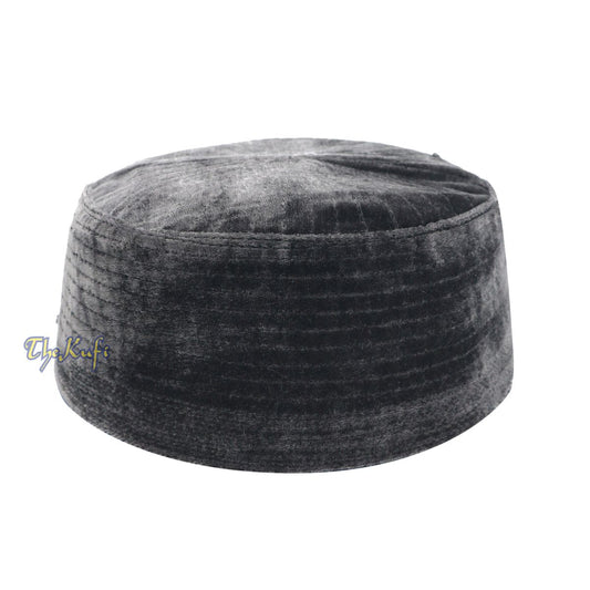 Muslim Prayer Bani Hasyim Gray Velveteen Kufi Hat
