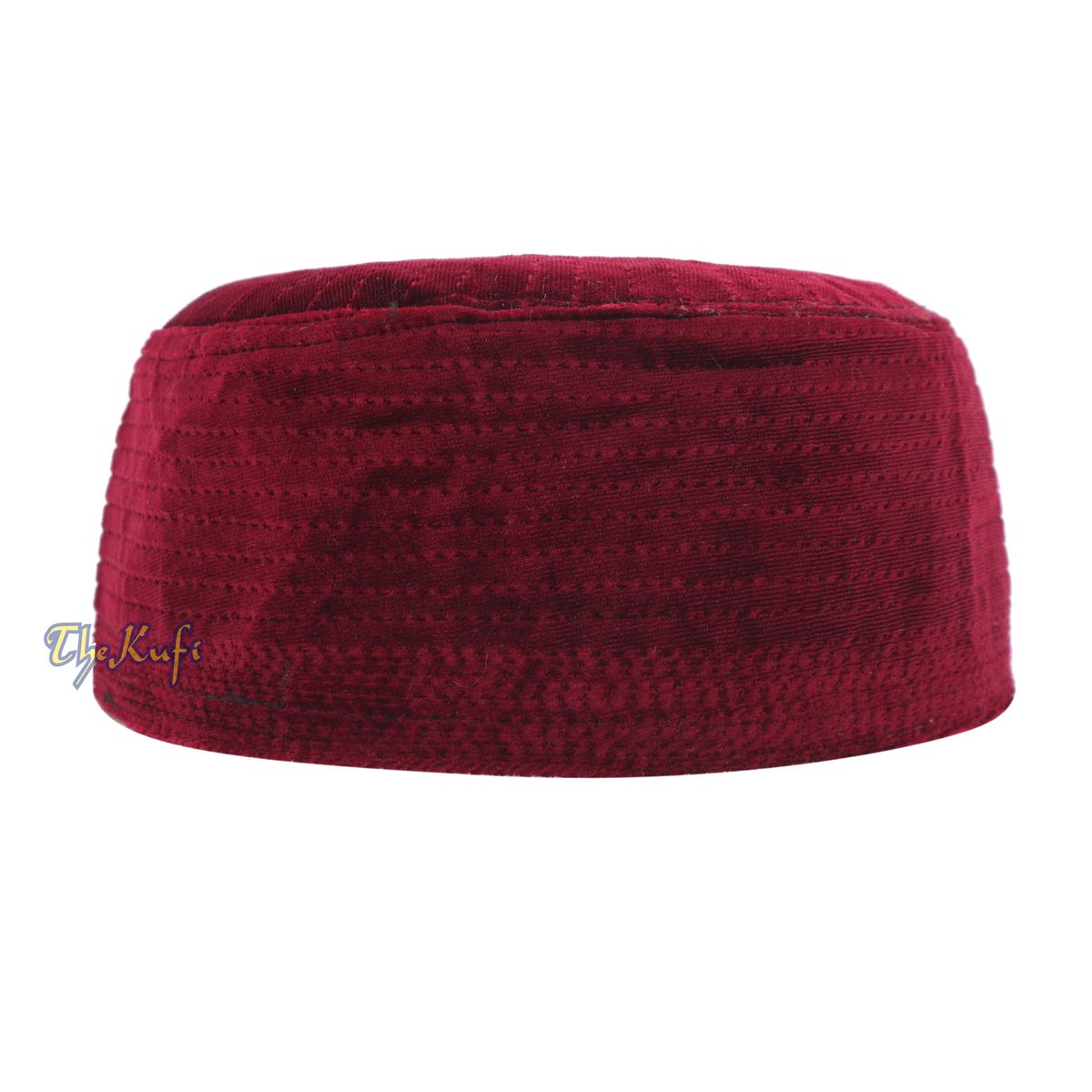 Muslim Prayer Bani Hasyim Maroon Velveteen Kufi Hat