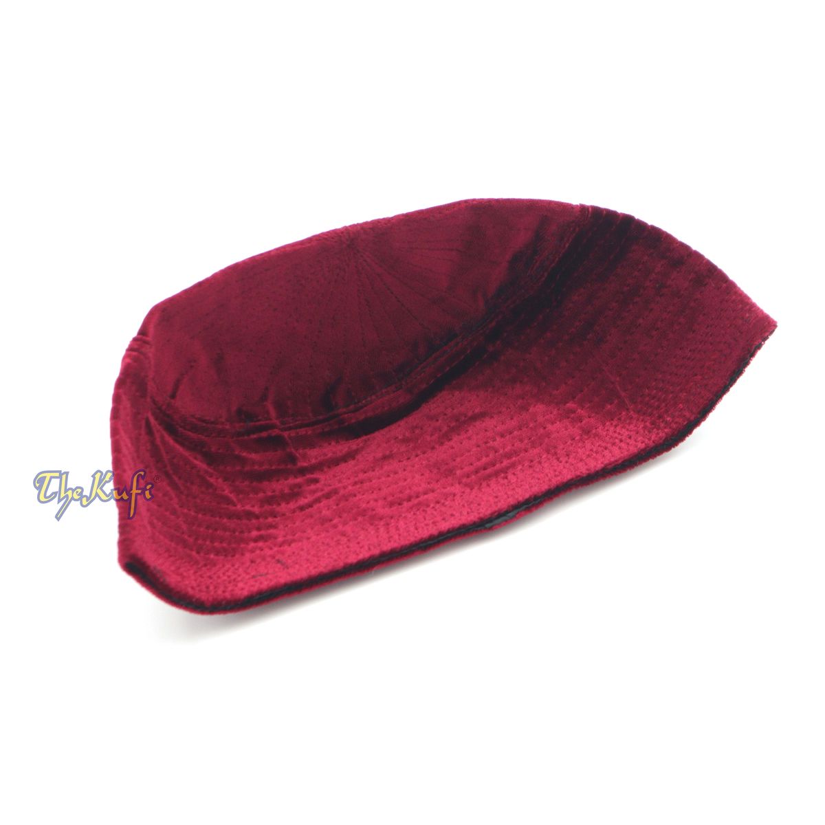 Muslim Prayer Bani Hasyim Maroon Velveteen Kufi Hat
