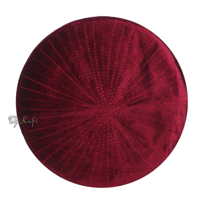 Muslim Prayer Bani Hasyim Maroon Velveteen Kufi Hat