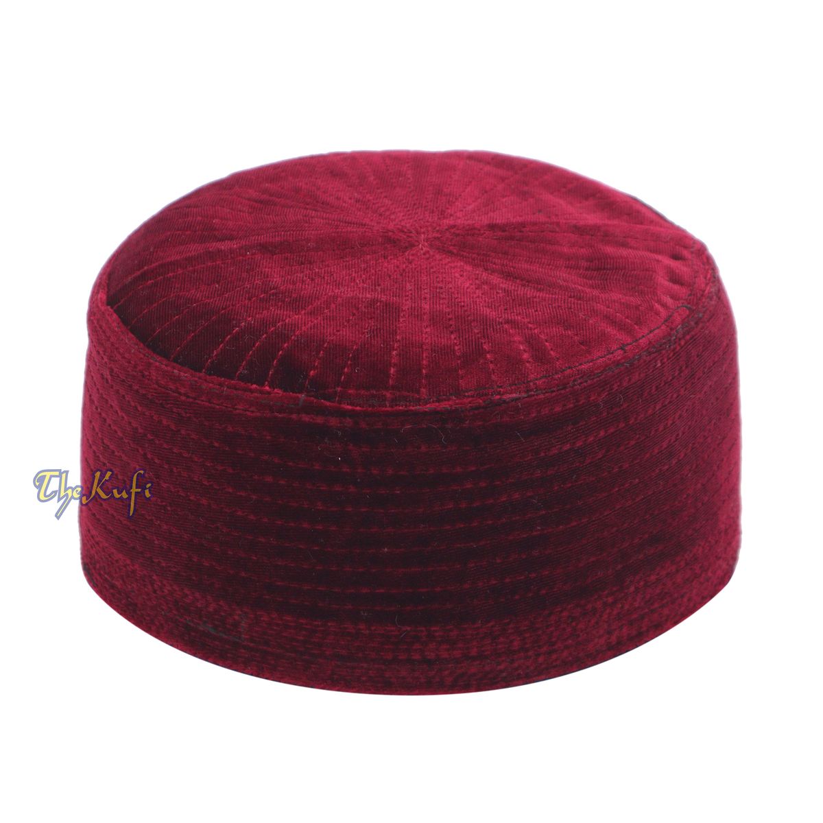 Muslim Prayer Bani Hasyim Maroon Velveteen Kufi Hat