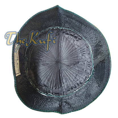 Dark Green Semi-Rigid Velveteen Kufi Hat Prayer Cap