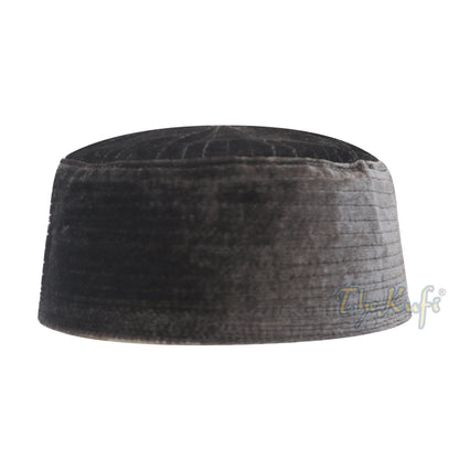 Gray Semi-Rigid Velveteen Kufi