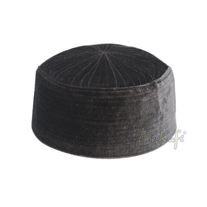 Gray Semi-Rigid Velveteen Kufi