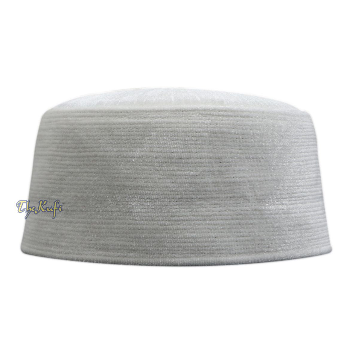 White Velvet Kufi Hat – Premium Quality Handmade Rigid Islamic Kufi Hat Turkish Chechen Style Prayer Cap