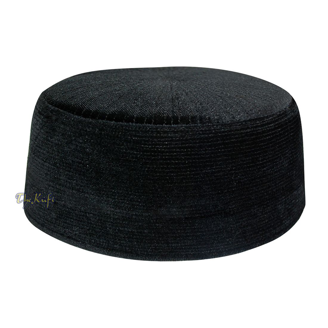 Black Rigid Velvet Turkish Chechen Style Kufi Hat