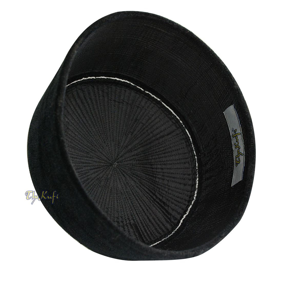Black Rigid Velvet Turkish Chechen Style Kufi Hat