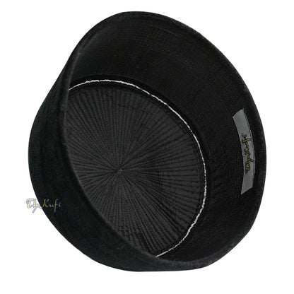 Black Rigid Velvet Turkish Chechen Style Kufi Hat