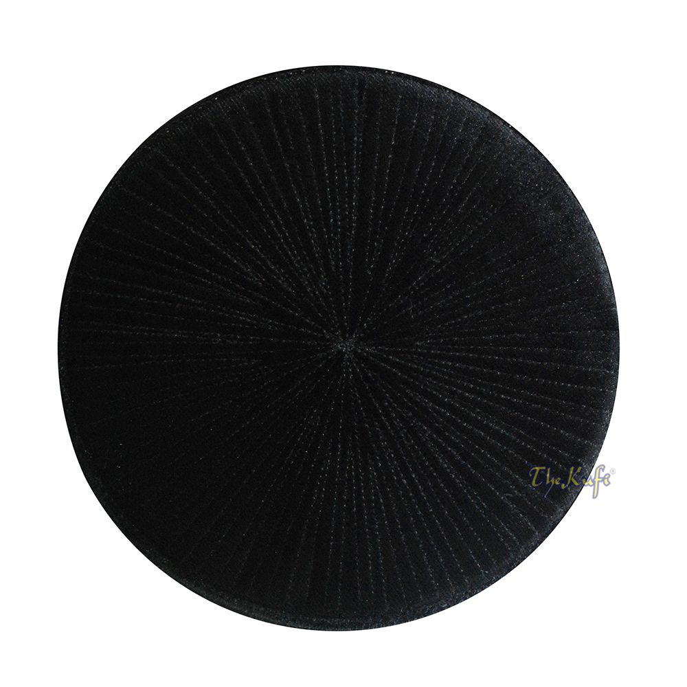 Premium Black Rigid Velvet Turkish Chechen Style Kufi Muslim Hat