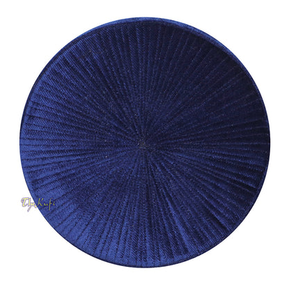 Dark Cobalt Blue Rigid Velveteen Turkish Chechen Style Kufi Hat